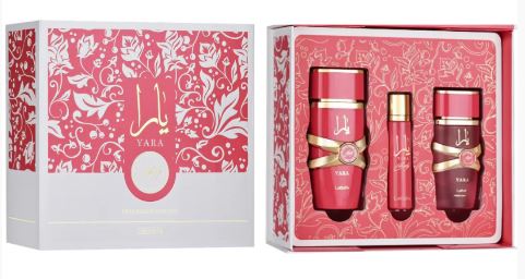 Estuche Lattafa Yara Candy Mujer 3pzs 100ml EDP+12ml EDP+Spray De Cabello
